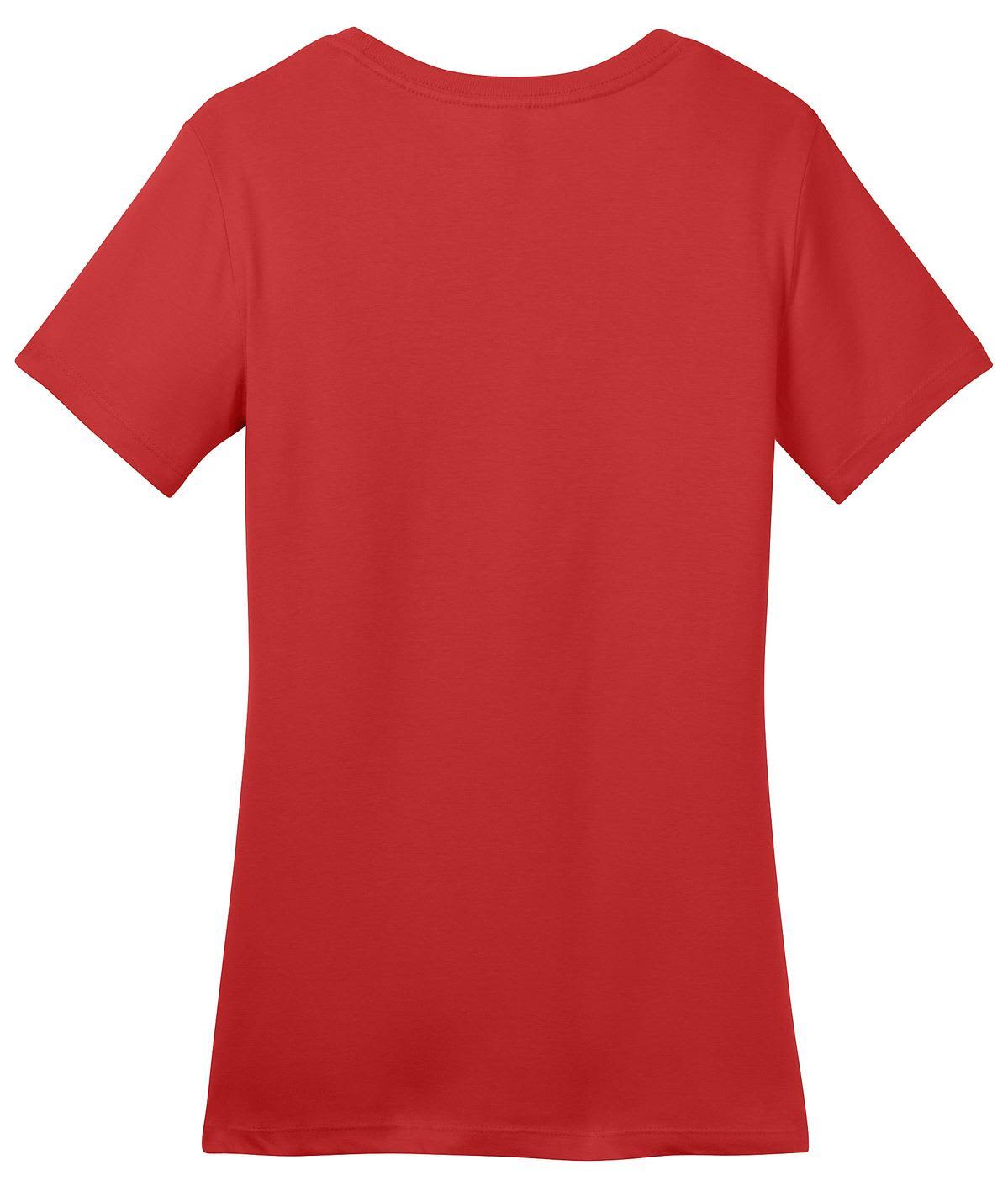 A red crew tee with short sleeves featuring a subtle logo on the back.