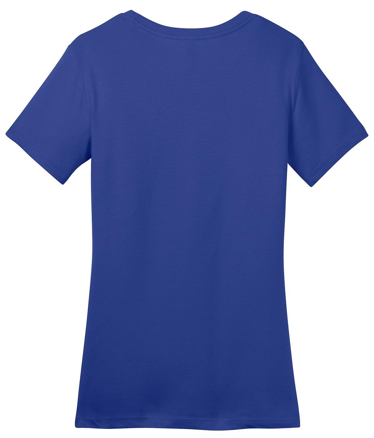 A blue crew t-shirt featuring short sleeves and a fitted design. The shirt has a logo on the back.