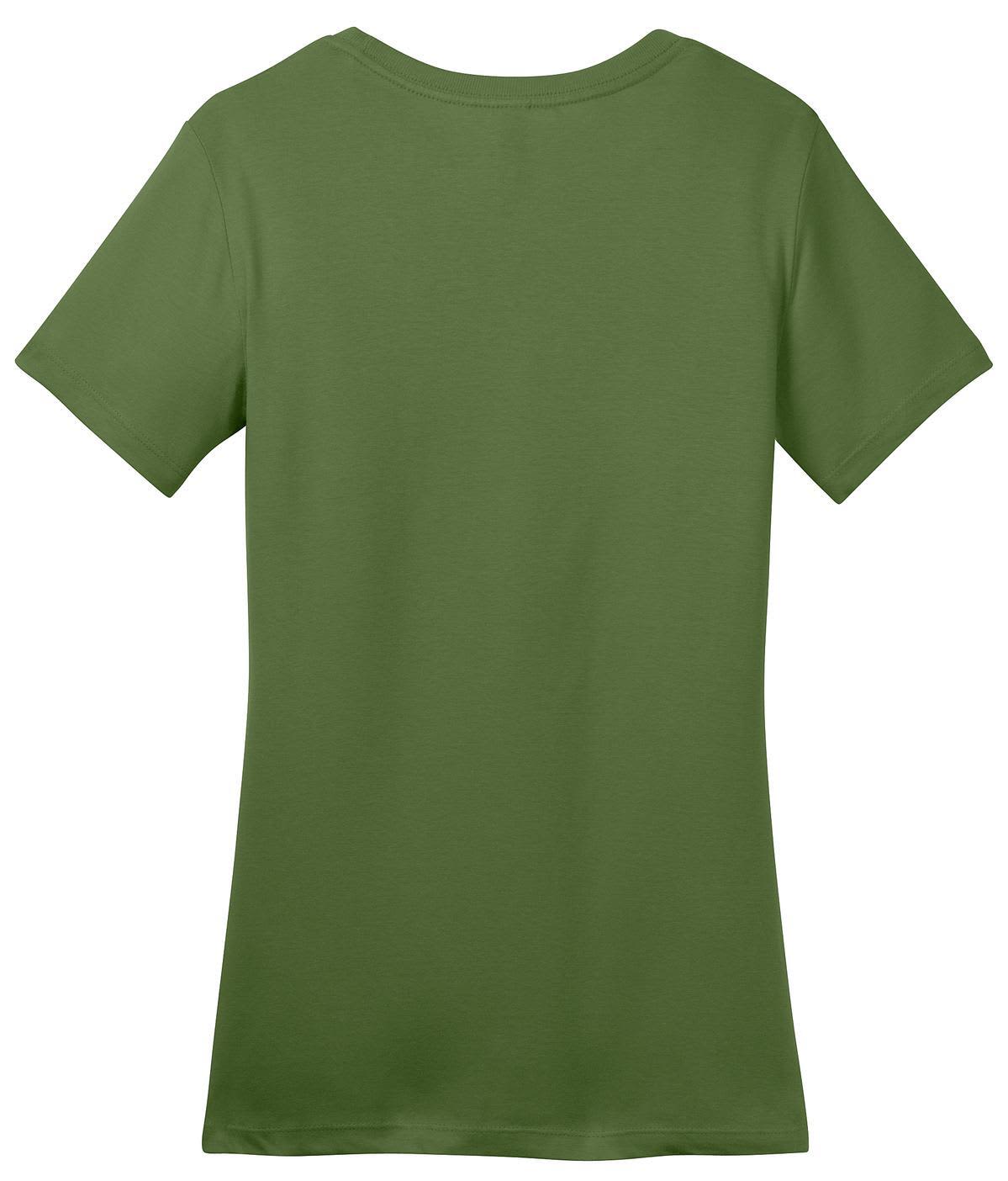 A green ladies' crew t-shirt with a short sleeve and a plain back. It includes a logo or branding detail.
