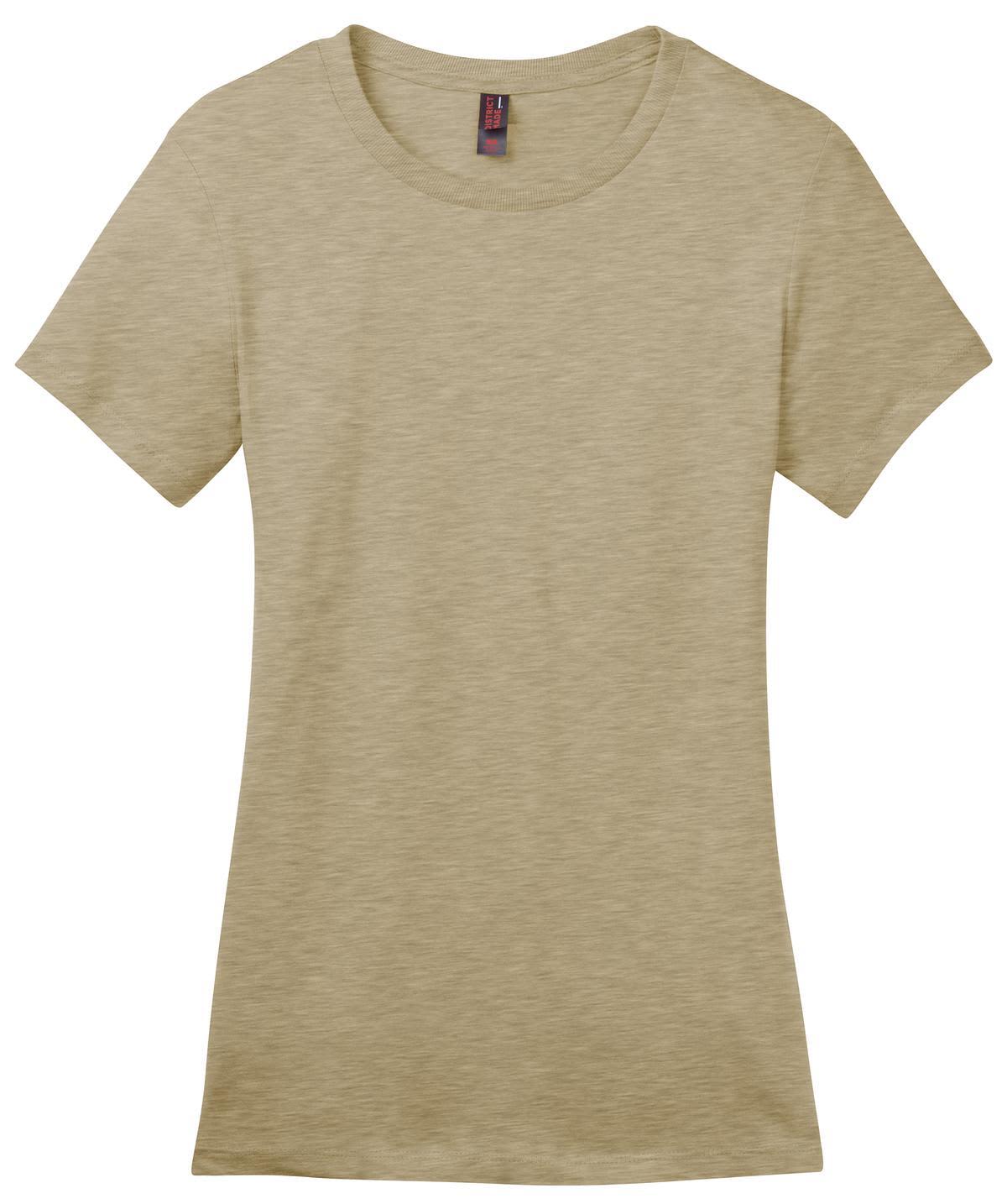 A women's crew neck t-shirt in a light beige colour with short sleeves and a logo on the label.