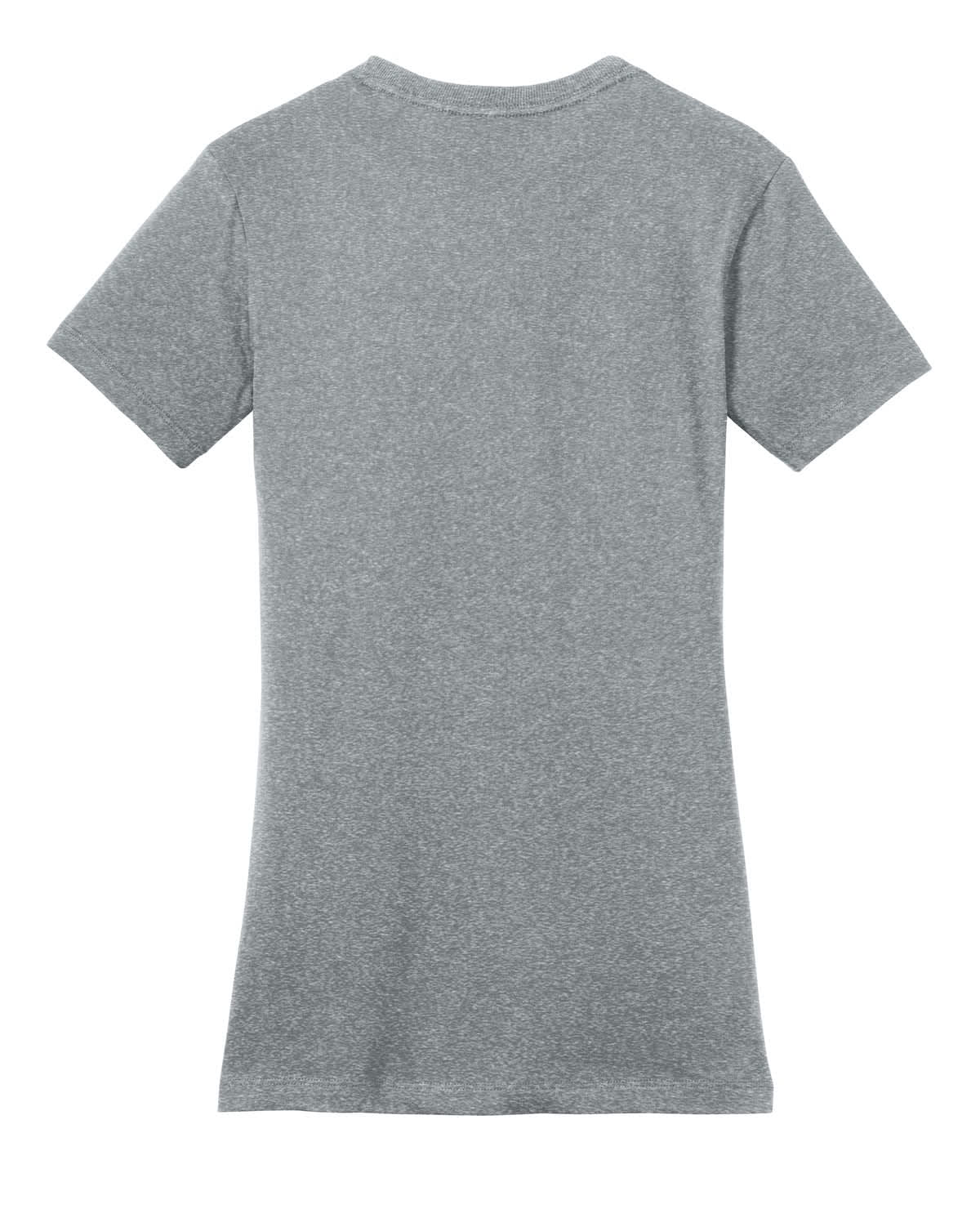 A grey crew T-shirt with a fitted design and short sleeves, featuring a logo on the back.