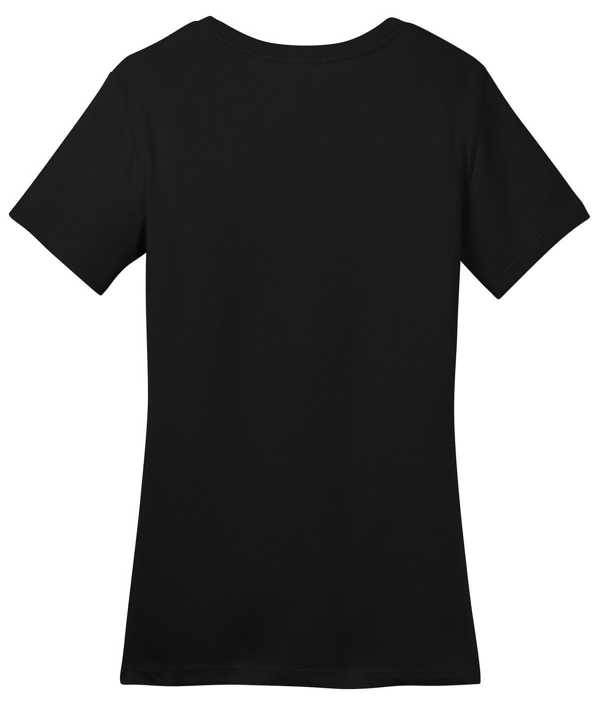 A black crew tee with short sleeves, featuring a logo on the back. Ideal for casual wear.