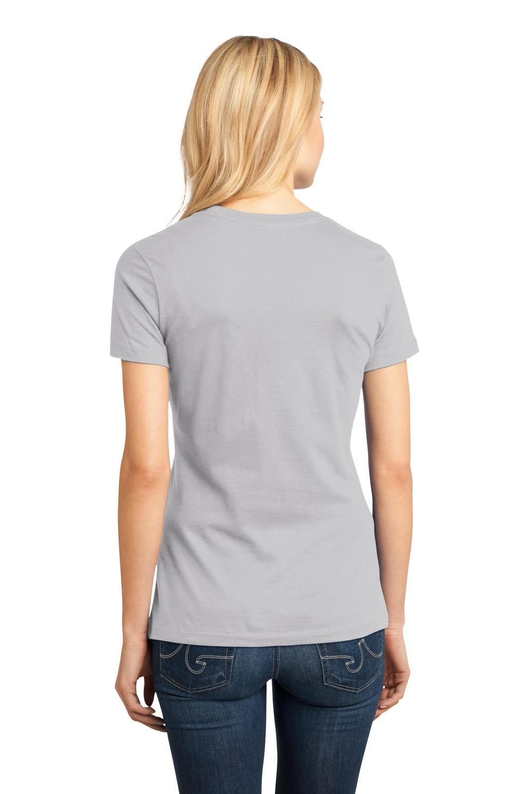 A light grey ladies' crew tee displayed from the back, featuring a classic fit and short sleeves.