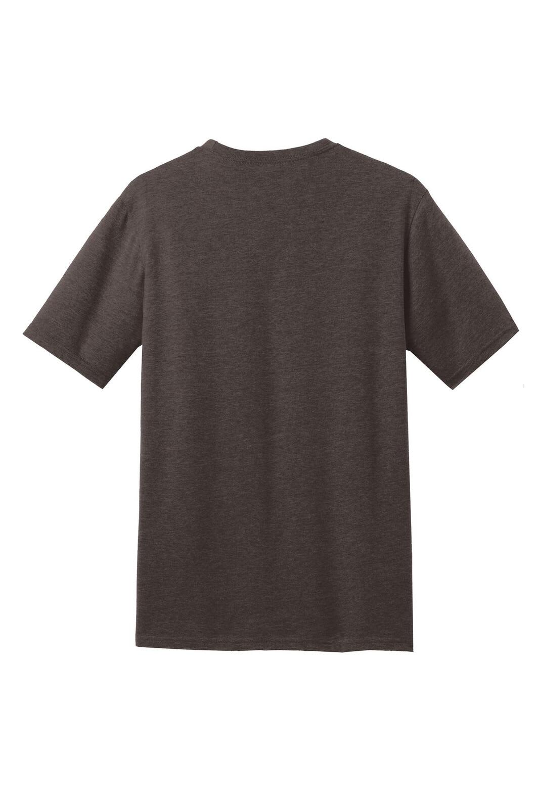 A grey crew tee with short sleeves, featuring a plain back and a subtle texture. Includes a logo.