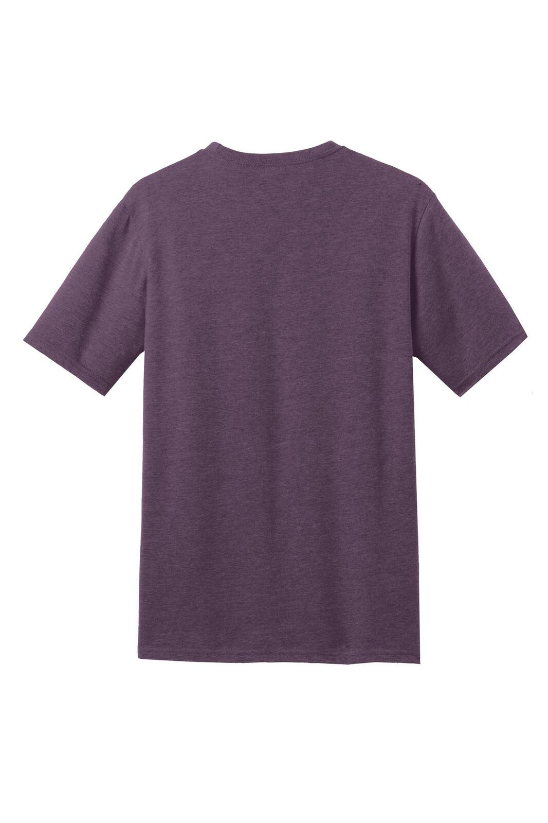 A purple crew tee shirt with short sleeves, featuring a branding logo on the back.