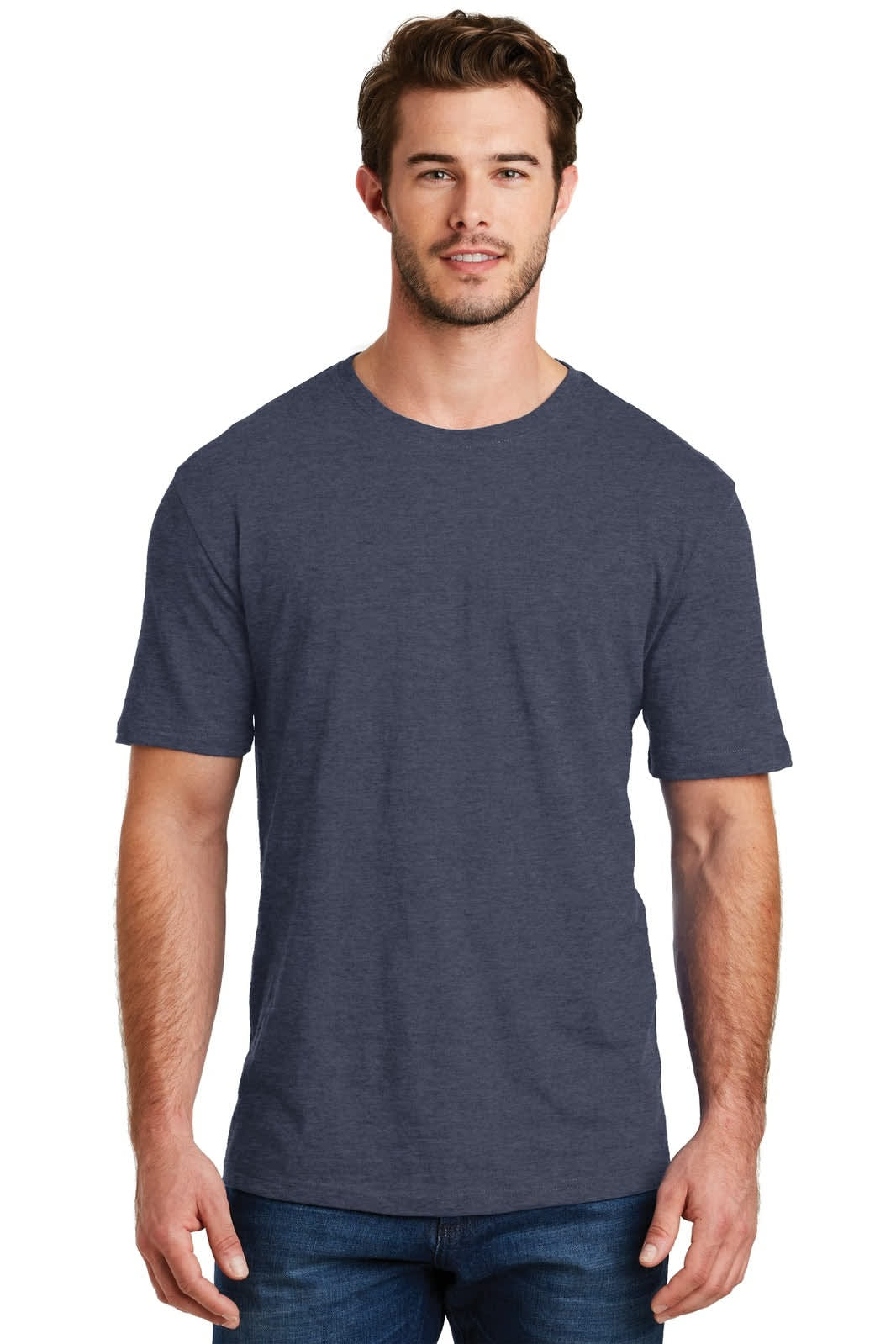 A navy blue men's crew t-shirt with a standard fit. The shirt features short sleeves and a round neckline.