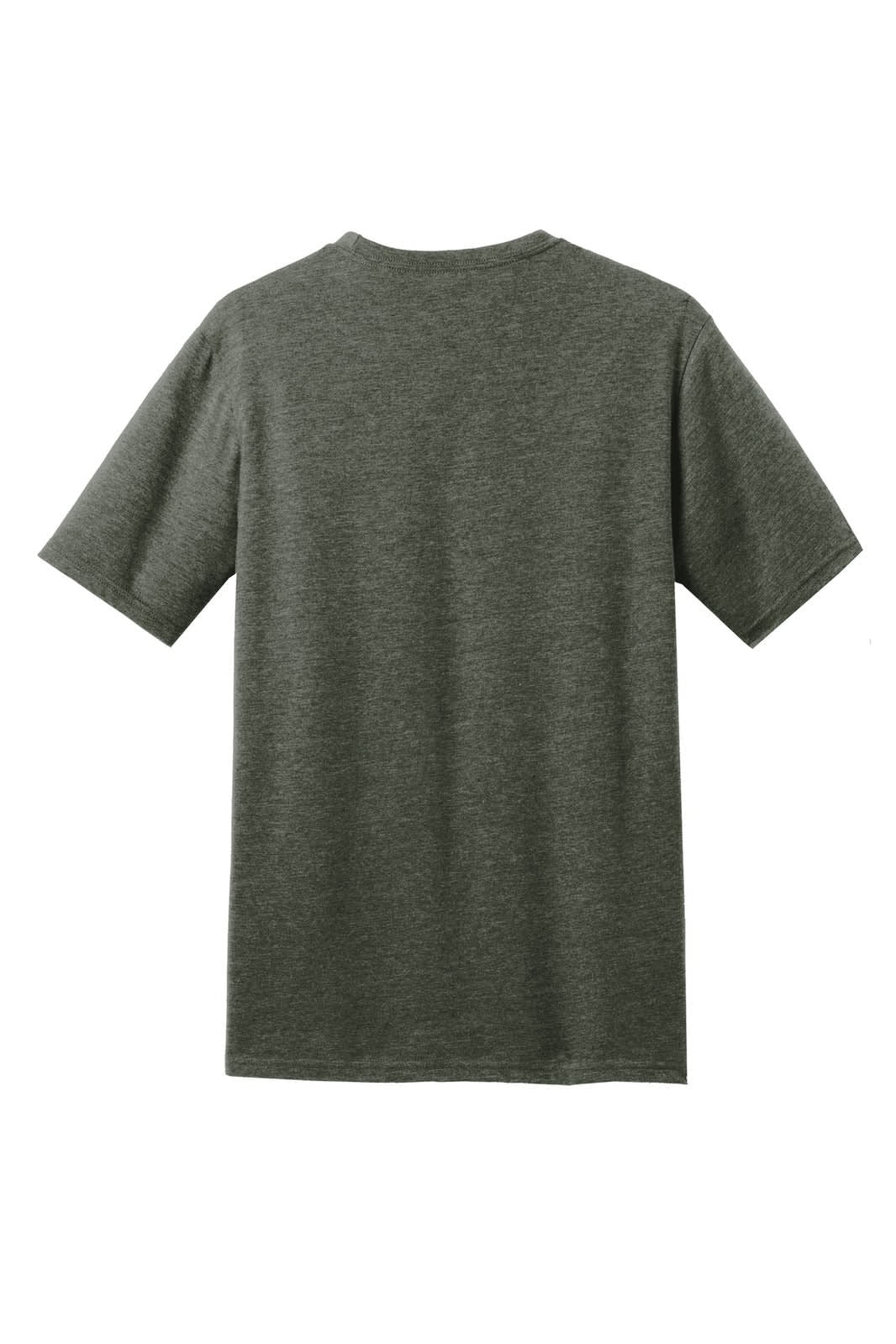 A green crew neck t-shirt with short sleeves, featuring a plain back and no visible logos.