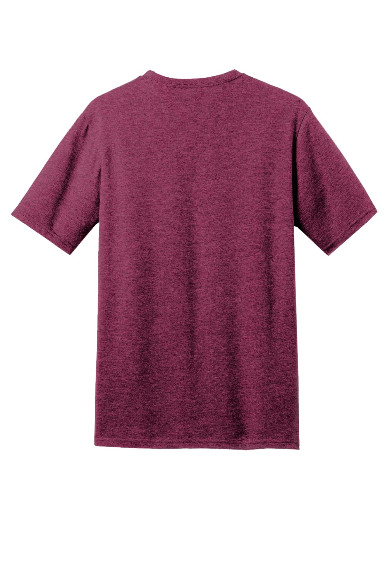 A maroon crew tee shirt with short sleeves, featuring a simple back design and a logo.