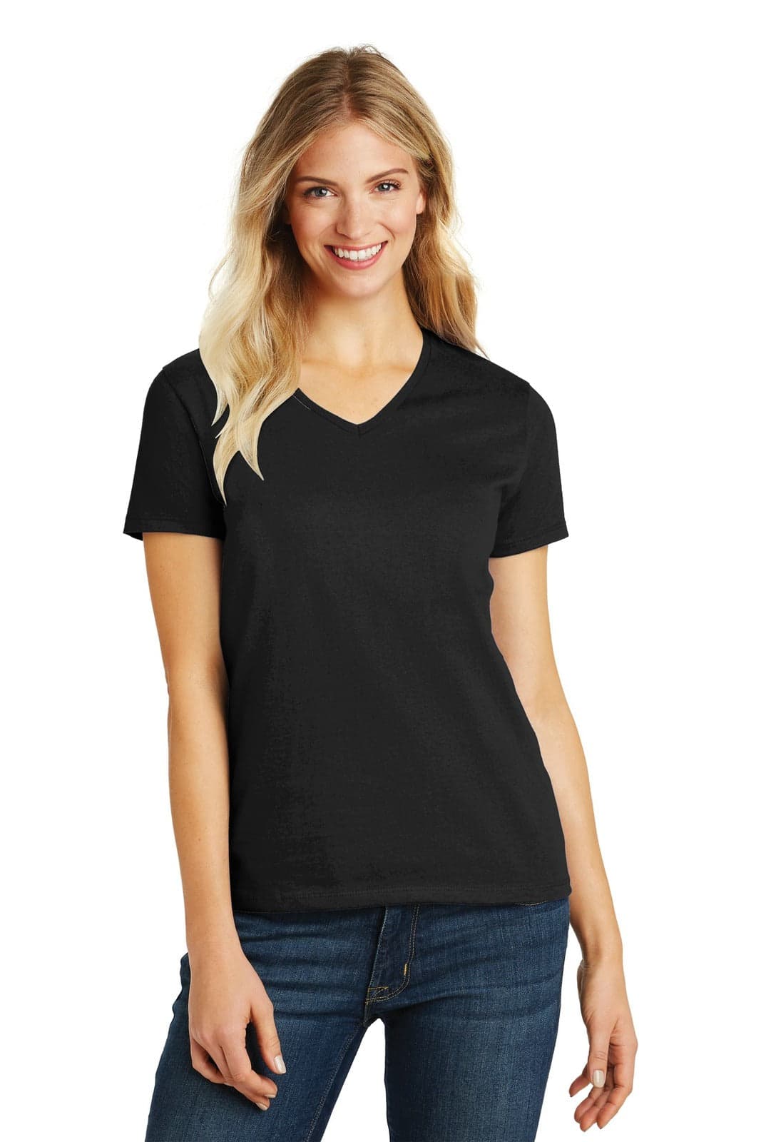 District Made Ladies Perfect Blend V-Neck Tee - DM1190L Image Black