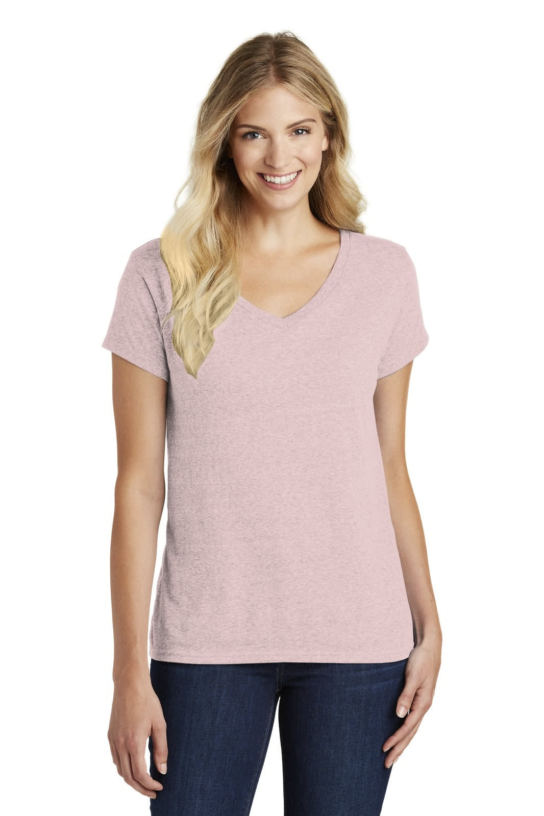 District Made Ladies Perfect Blend V-Neck Tee - DM1190L Image Heathered Lavender