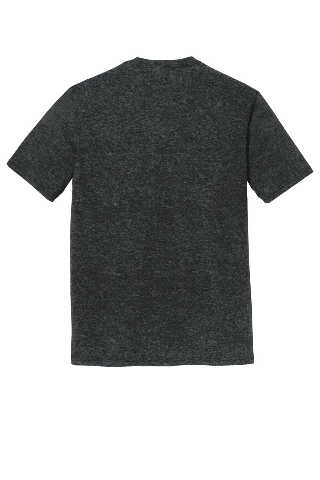 A dark grey men's crew t-shirt, featuring short sleeves and a standard fit. The back is plain with no visible logos.