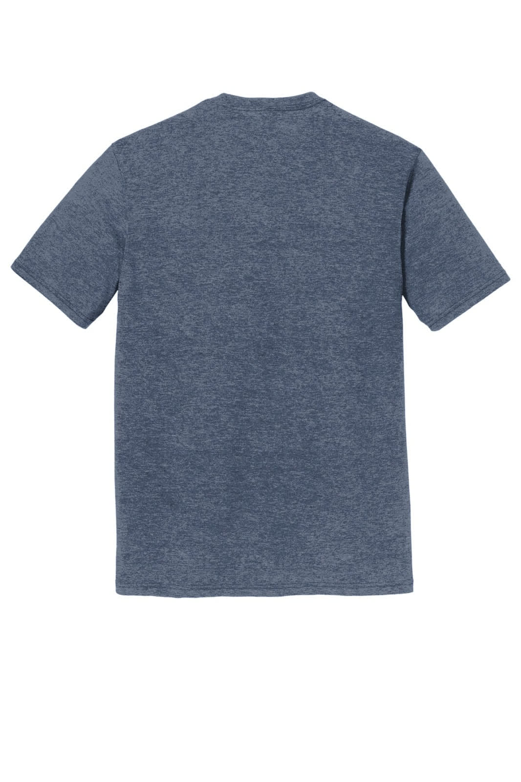 A navy blue men's t-shirt with a classic crew neck and short sleeves, featuring a logo on the back.