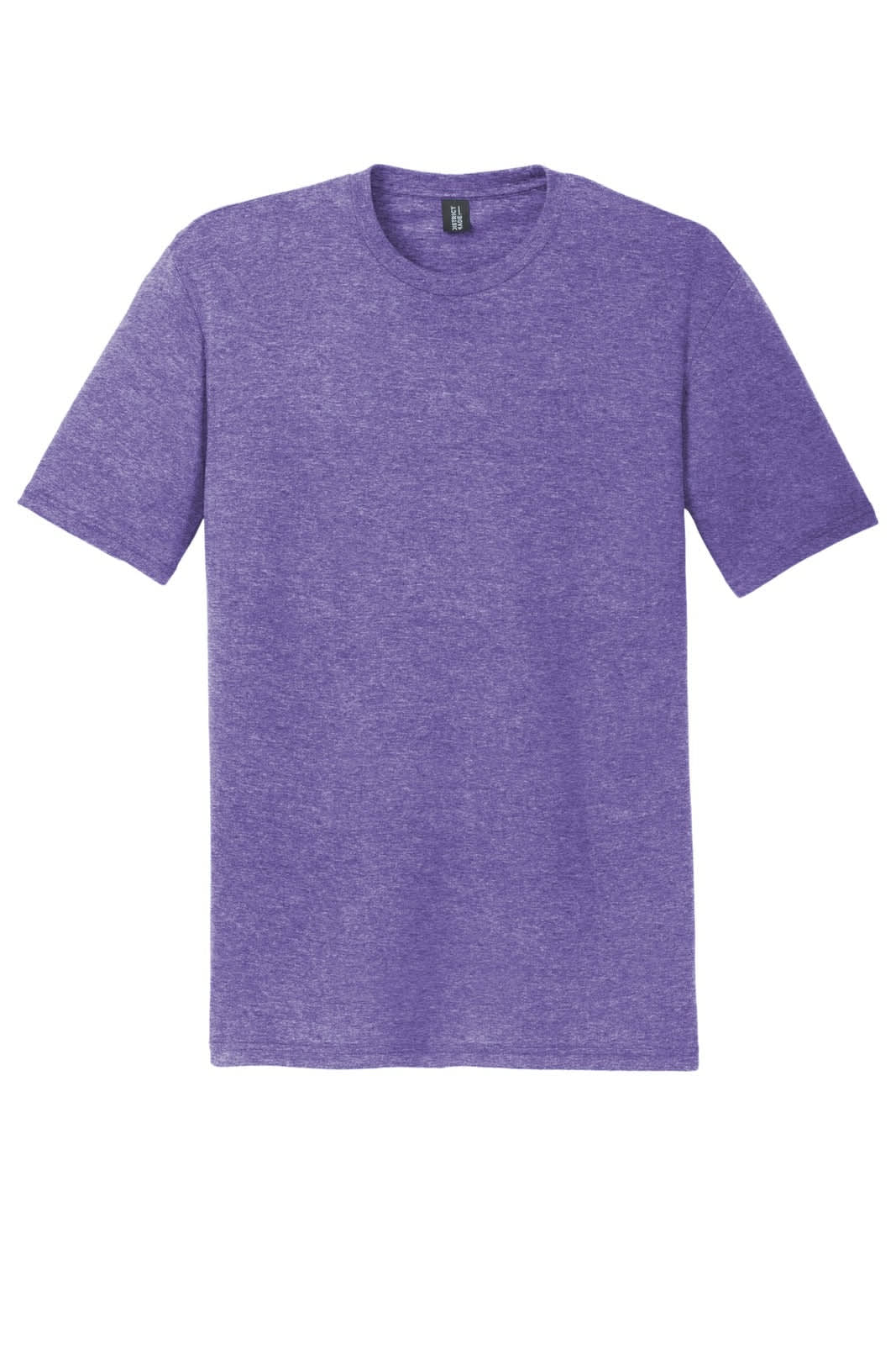 A purple t-shirt with short sleeves, featuring a crew neckline and a logo on the label.