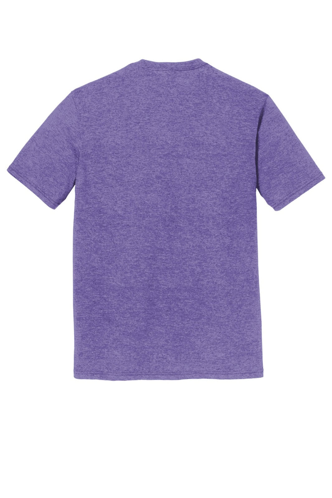 A purple T-shirt in a crew neck style, featuring short sleeves and a plain back.