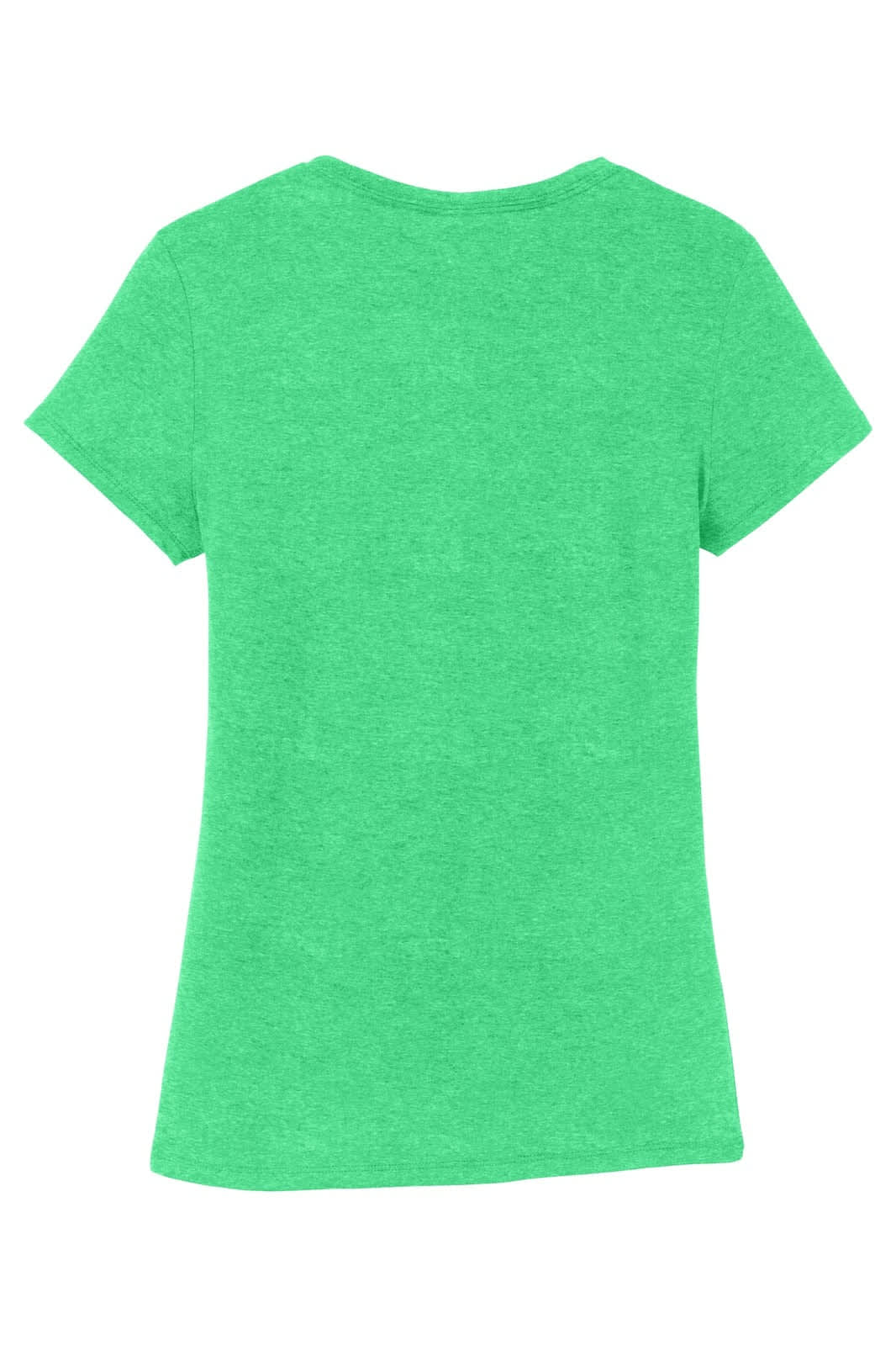 A green ladies' crew tee with a fitted style and short sleeves, featuring a branding logo on the back.