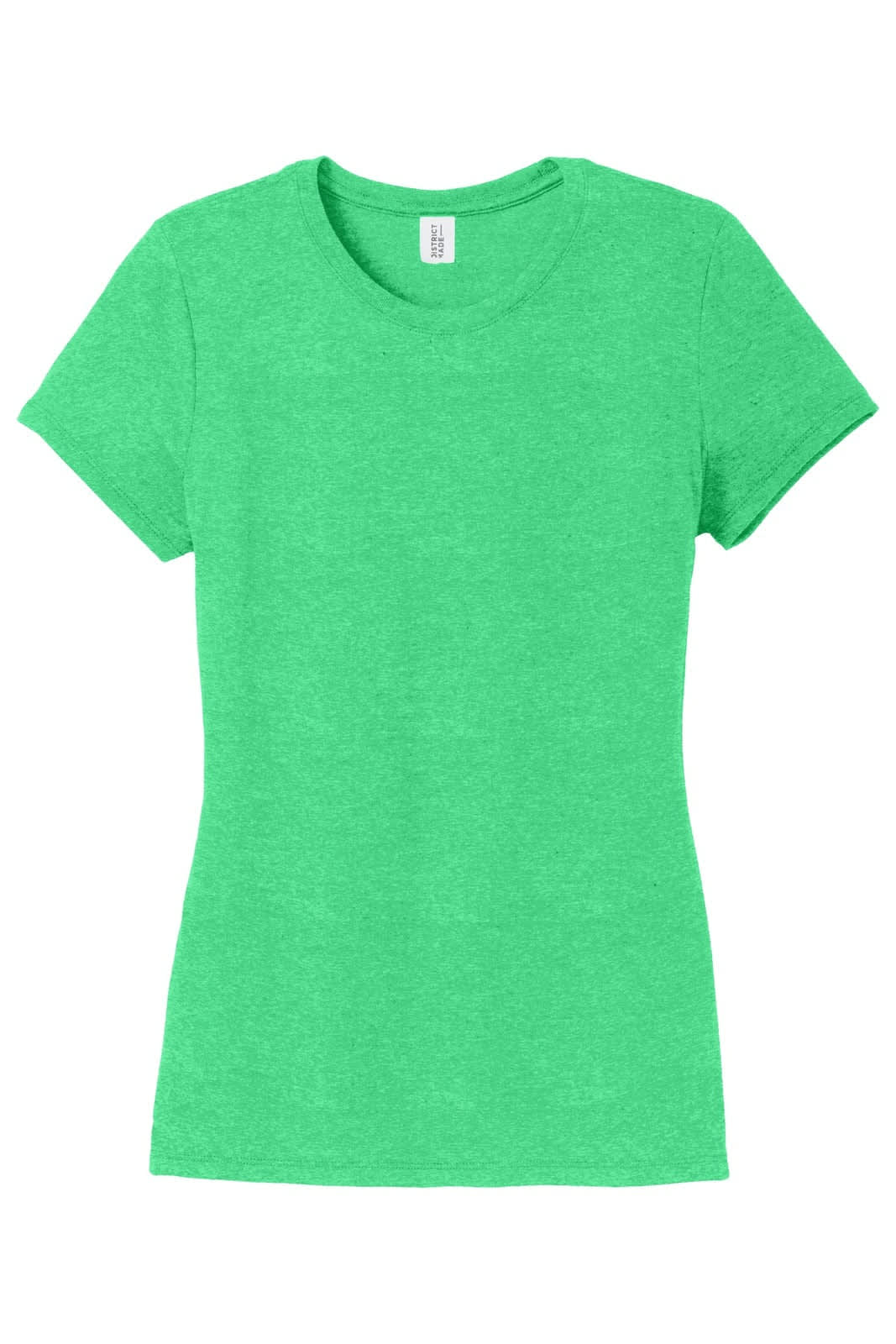 A green ladies' t-shirt with a classic crew neckline and short sleeves. It has a logo on the label.