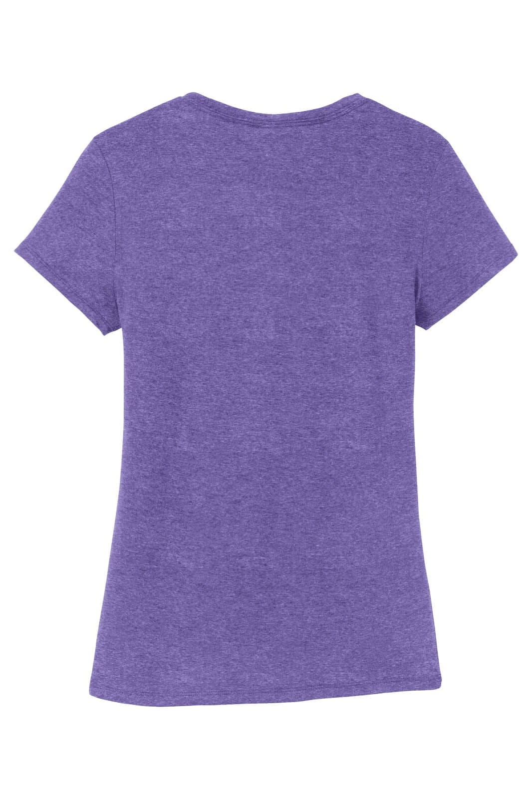 A purple ladies' crew t-shirt featuring short sleeves and a rounded neckline, with a branding logo on the back.