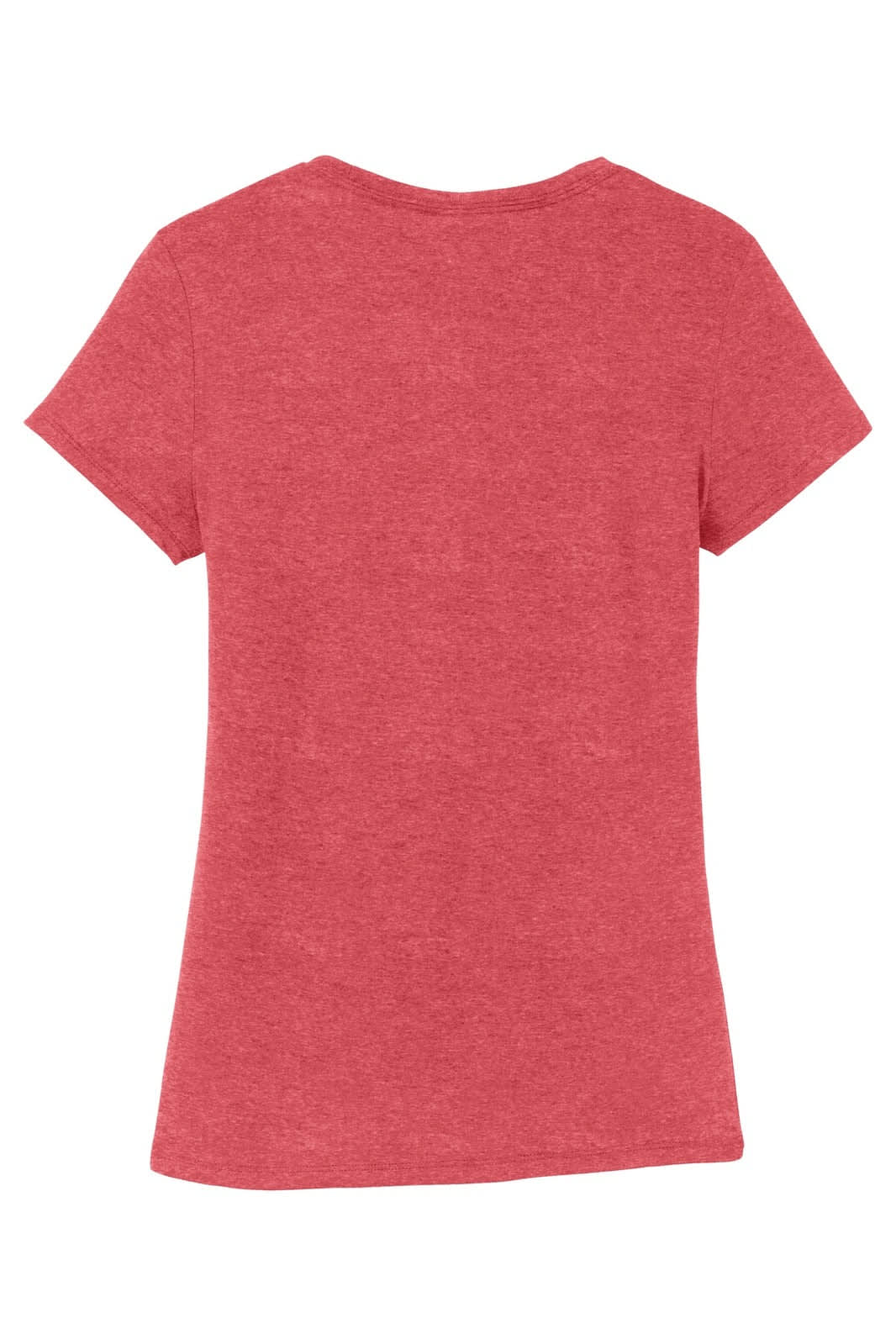 A red ladies' T-shirt with short sleeves and a crew neck, featuring a branding logo.