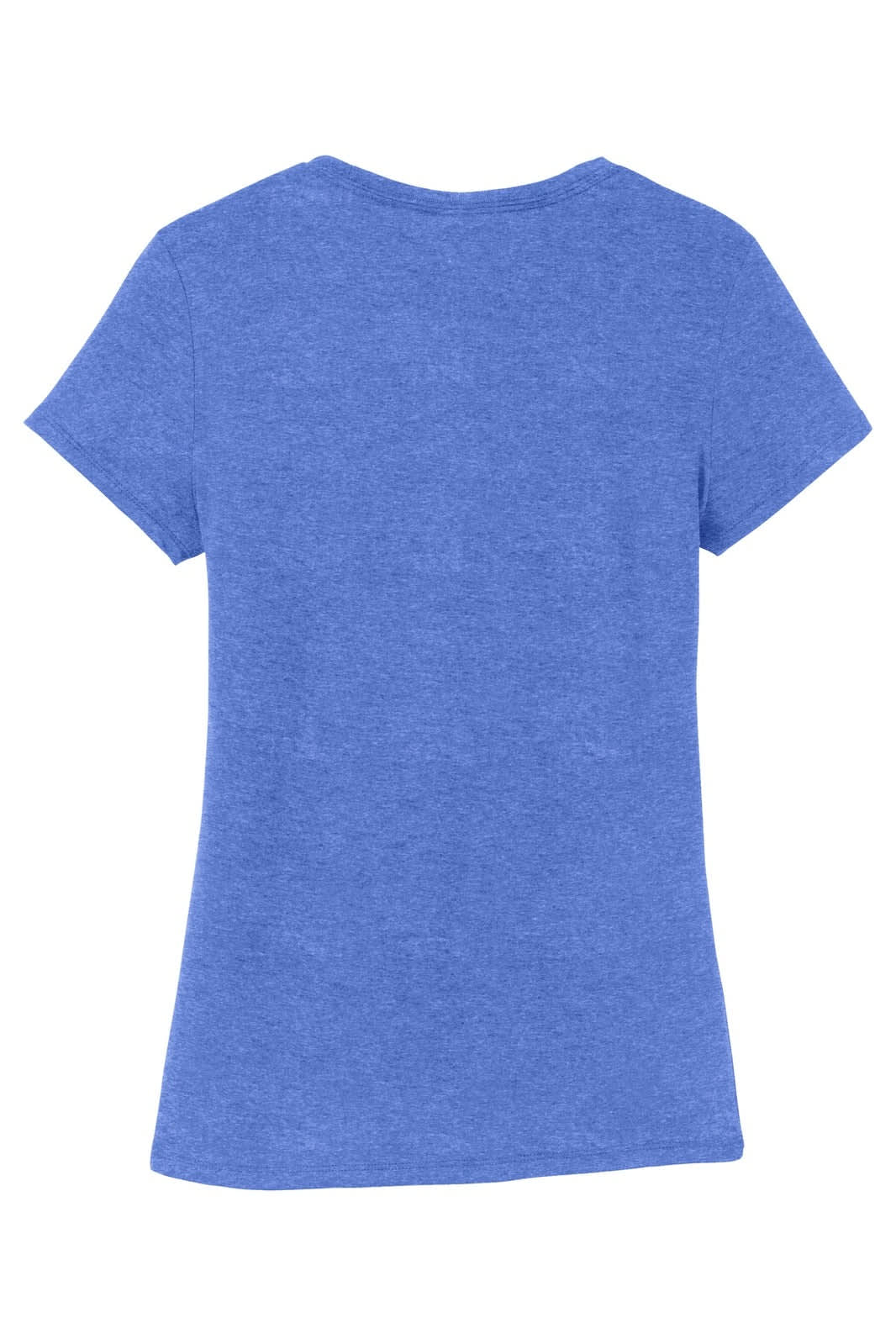 A blue ladies' t-shirt with a classic crew neck and short sleeves. The back features a logo.