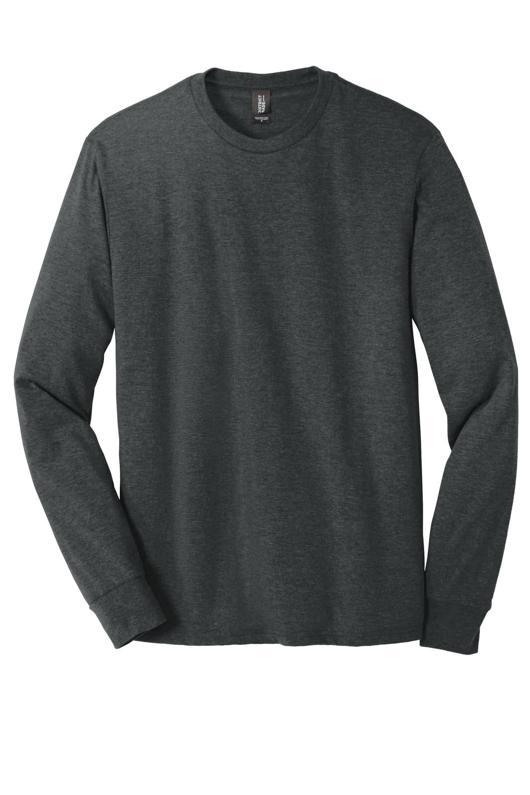 A long sleeve crew tee in a dark grey colour, featuring a simple design and a brand logo.
