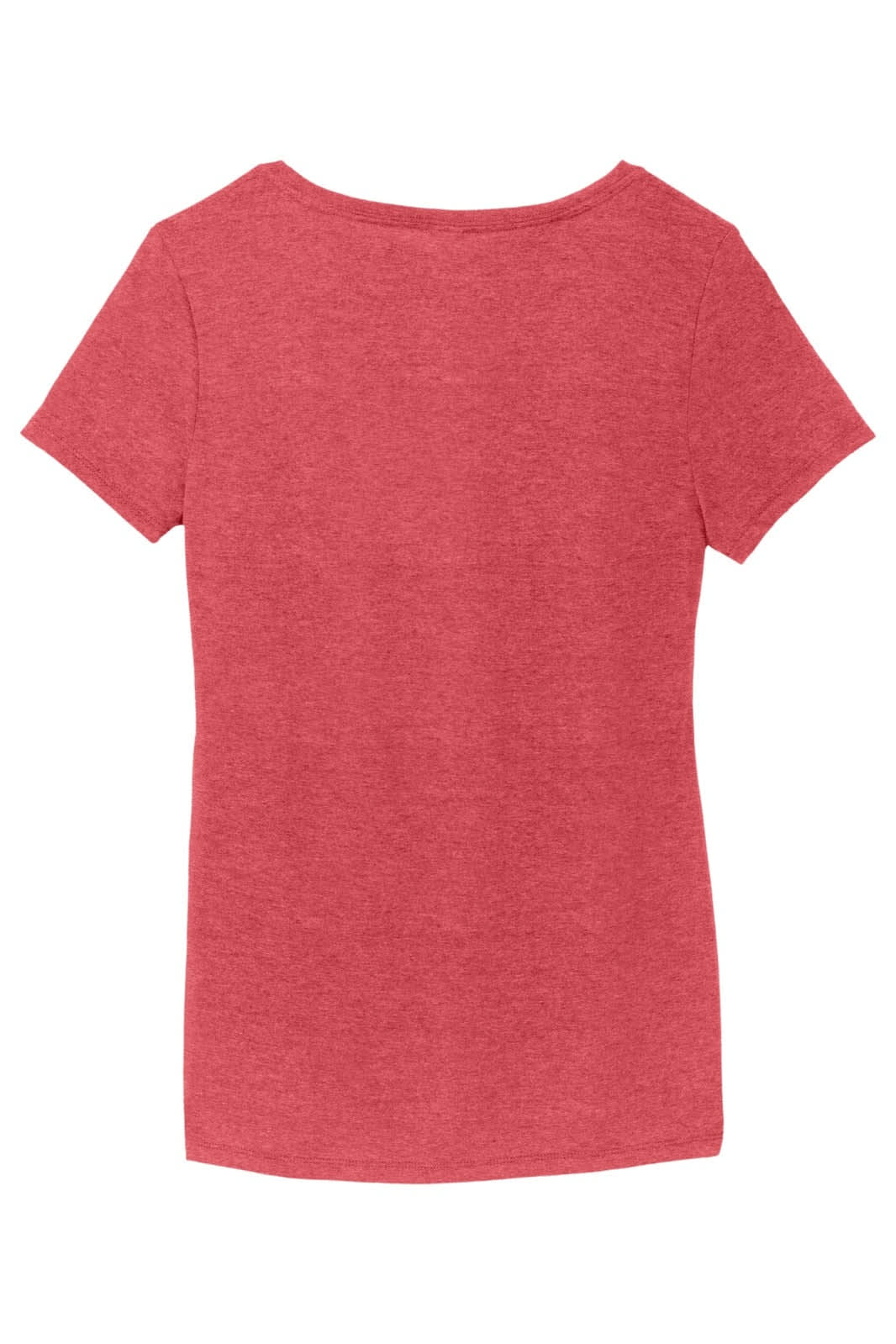 A red v-neck t-shirt with short sleeves, featuring a simple design and no visible branding.