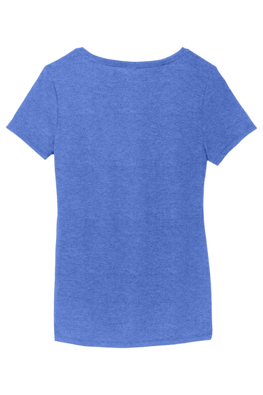 A blue V-neck T-shirt with short sleeves, featuring a classic fit and a branding logo.