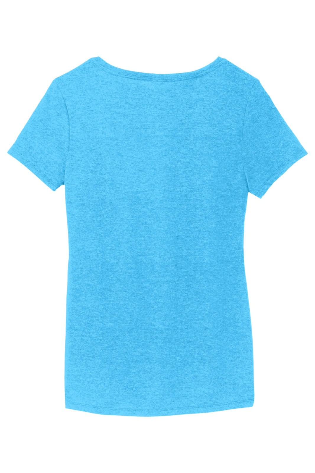 A light blue ladies' V-neck T-shirt with short sleeves and a simple design, featuring a logo.