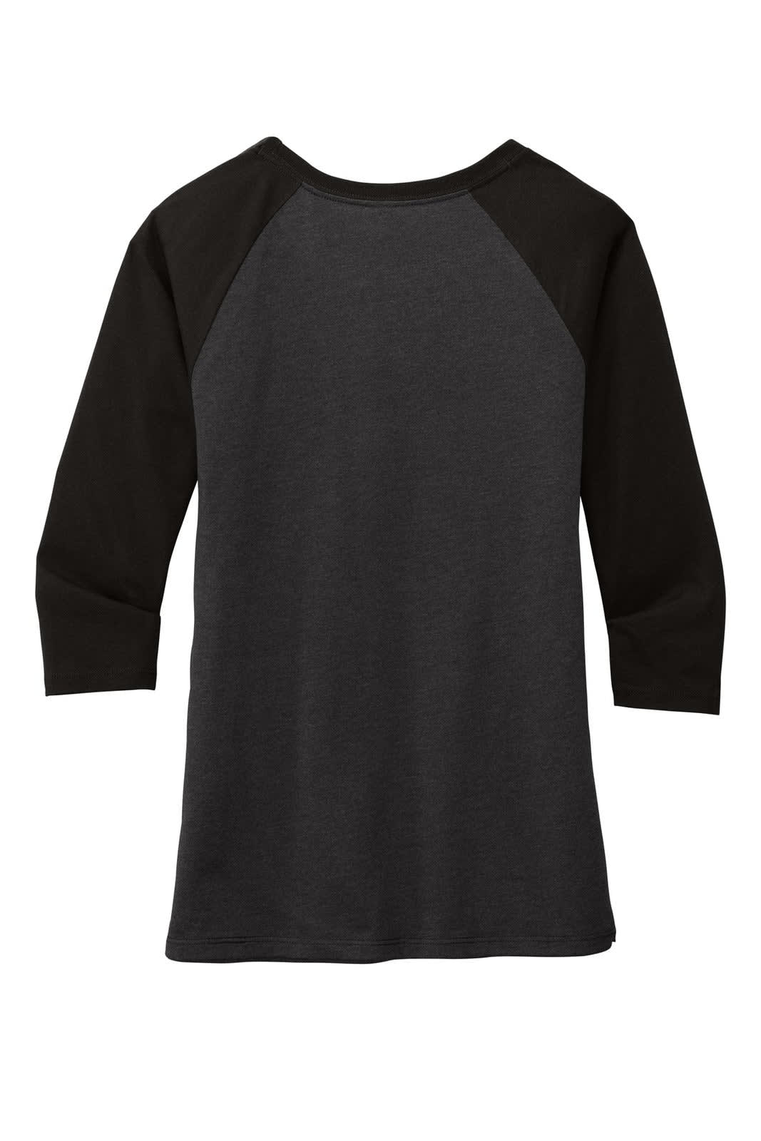 A black and dark grey 3/4-sleeve raglan shirt with a simple design and no visible logos.