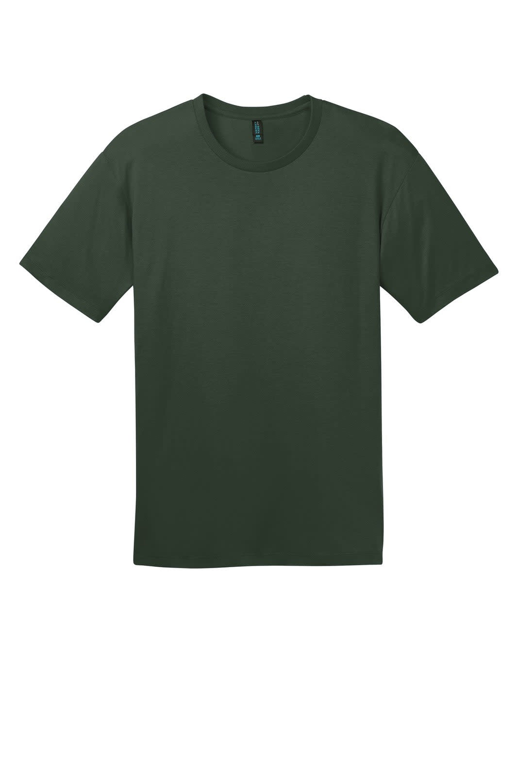 A dark green crew t-shirt featuring a standard fit and short sleeves. It includes a logo on the neckline.