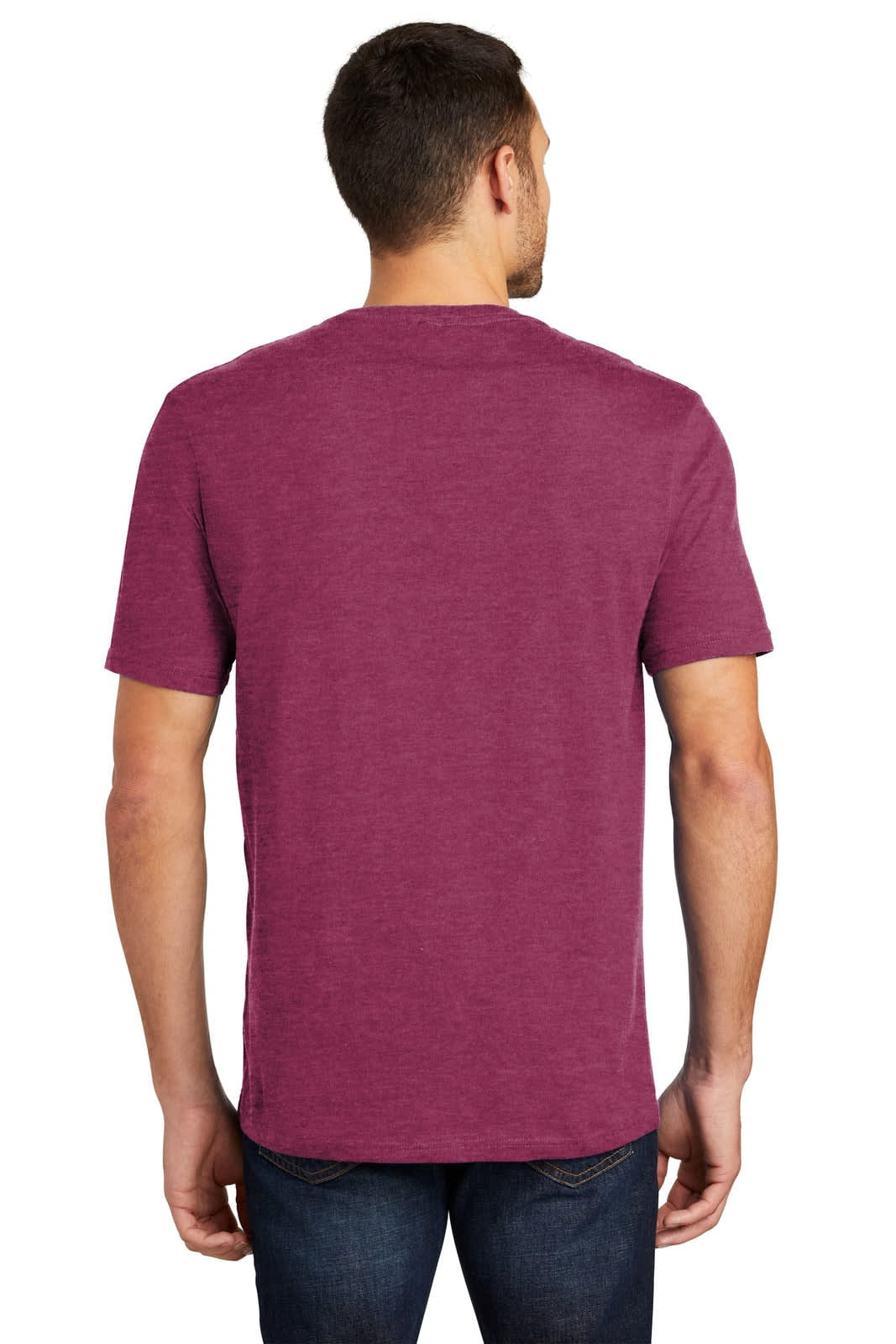 A men's crew tee in a rich maroon colour, featuring a simple design and short sleeves.