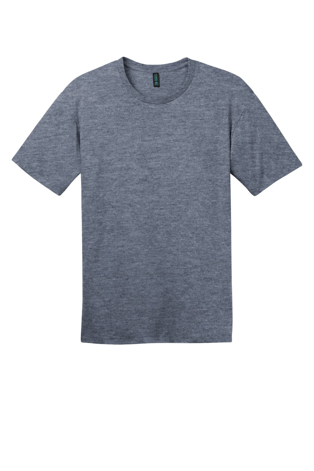 A grey crew-neck t-shirt with short sleeves, featuring a subtle logo on the label.