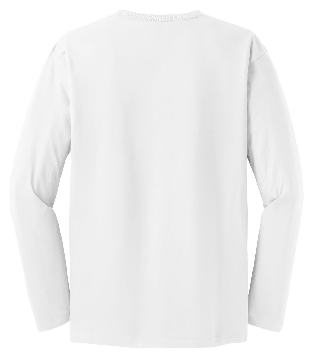 A long sleeve white t-shirt with a plain back design and a small logo on the label.