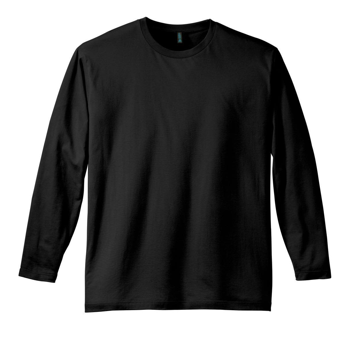 A long sleeve tee in black with a crew neck and a logo on the label.