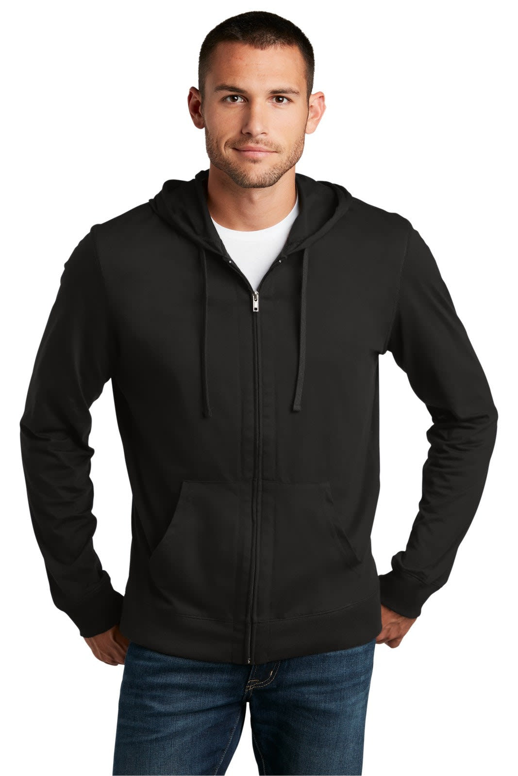 District Young Mens Jersey Full-Zip Hoodie