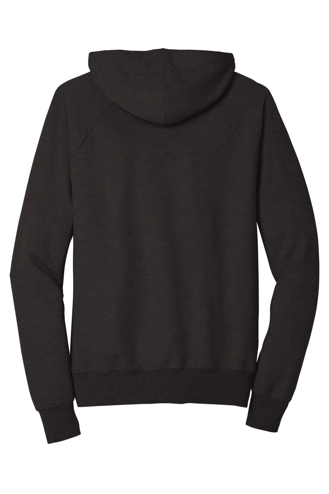 A dark charcoal hoodie with a hood and long sleeves, featuring a simple design and no visible branding.