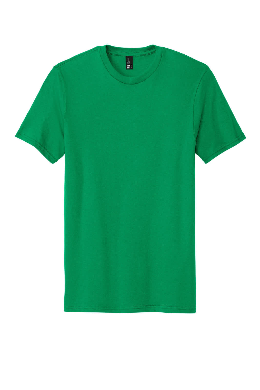 A green short-sleeve t-shirt with a crew neck and a brand logo on the neckline.