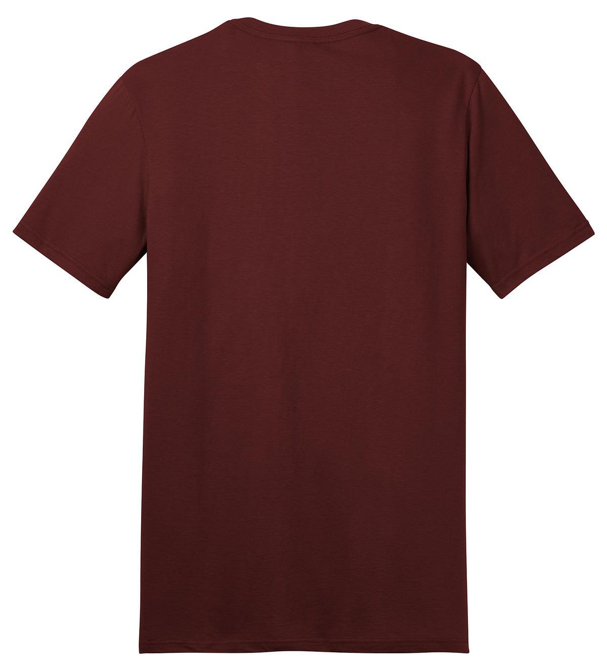 A maroon t-shirt featuring short sleeves and a plain back, suitable for casual wear.