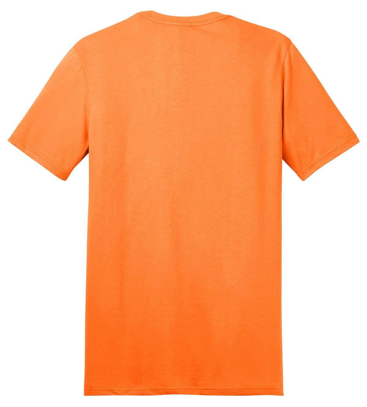 An orange young men's t-shirt with short sleeves and a plain back design, featuring a logo.