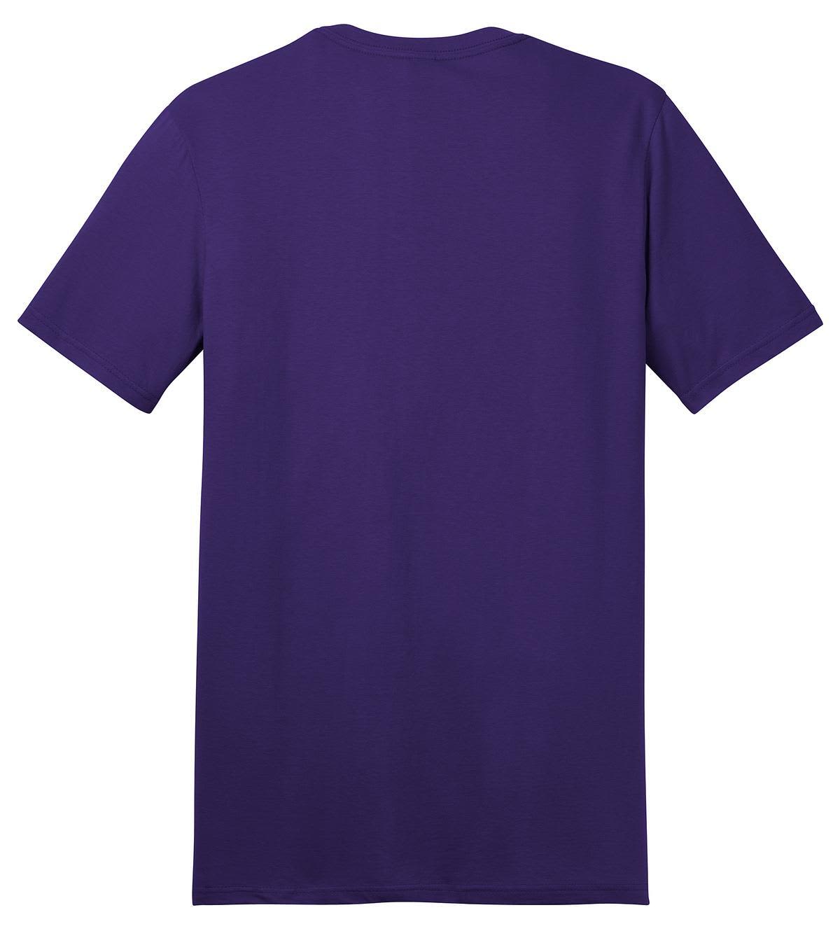 A purple t-shirt with short sleeves and a plain back, featuring a logo on the label.