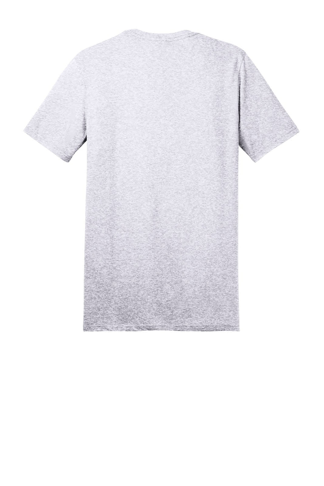 A grey short-sleeved t-shirt, featuring a plain back without any designs or logos.