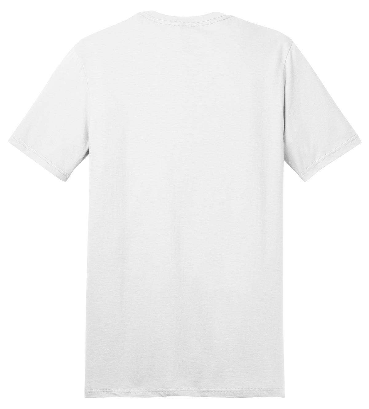 A plain white t-shirt with short sleeves and a relaxed fit, featuring no visible logos or branding on the back.