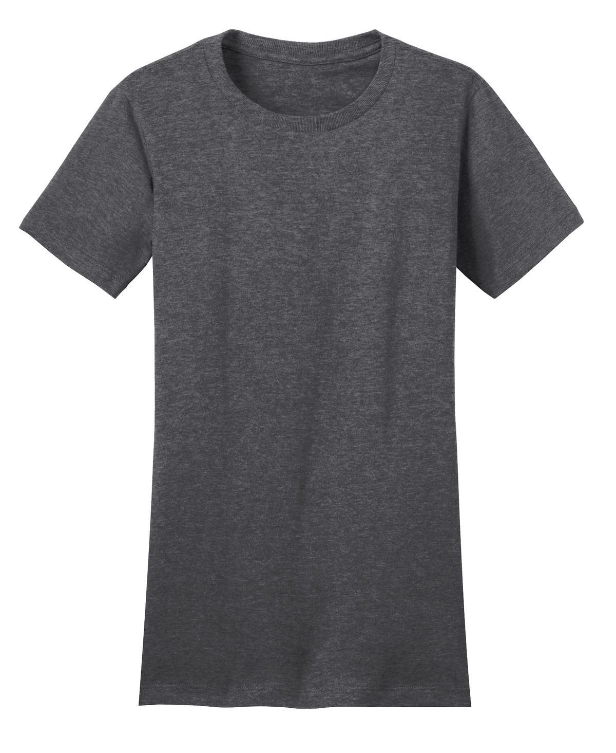 A grey juniors' t-shirt with a classic crew neckline and short sleeves, featuring a logo on the front.