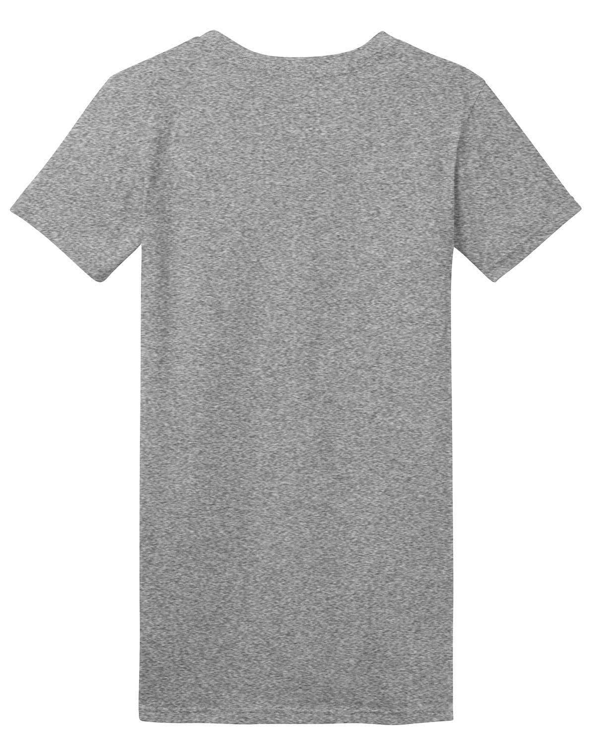 A grey juniors t-shirt with a simple design, featuring a crew neck and short sleeves.