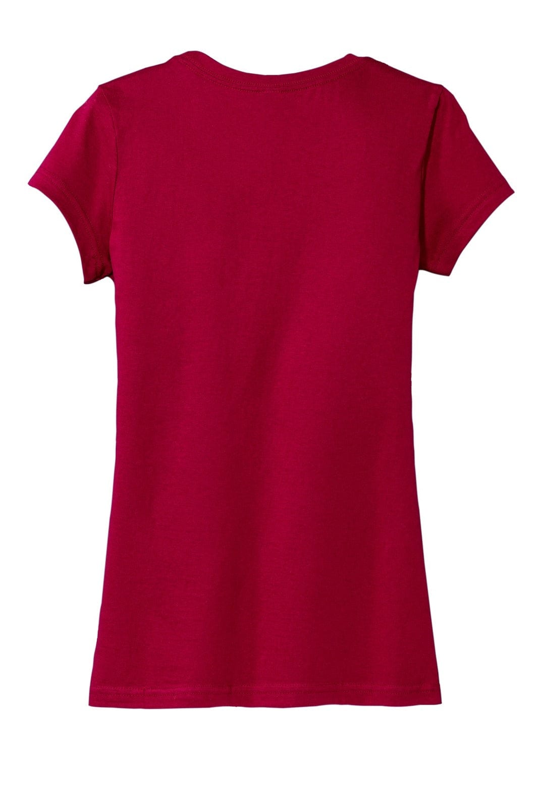 A maroon junior T-shirt with short sleeves and a simple back design. It features a logo on the neckline.