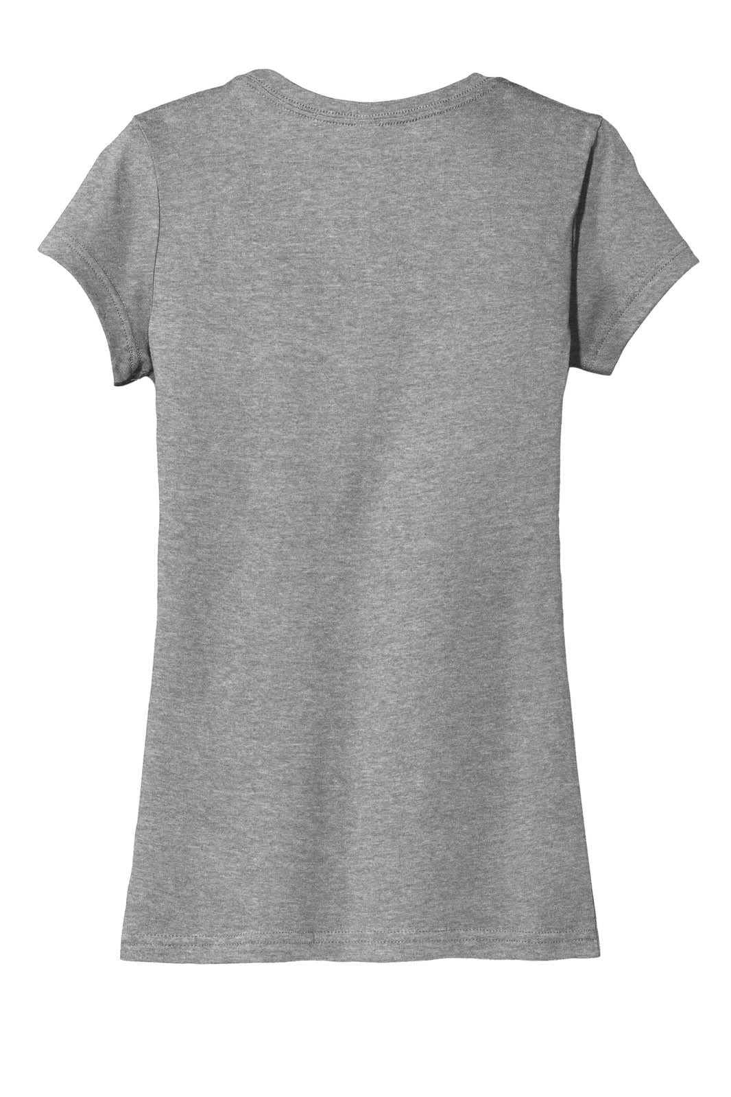 A grey juniors t-shirt with short sleeves, featuring a fitted design and a plain back.