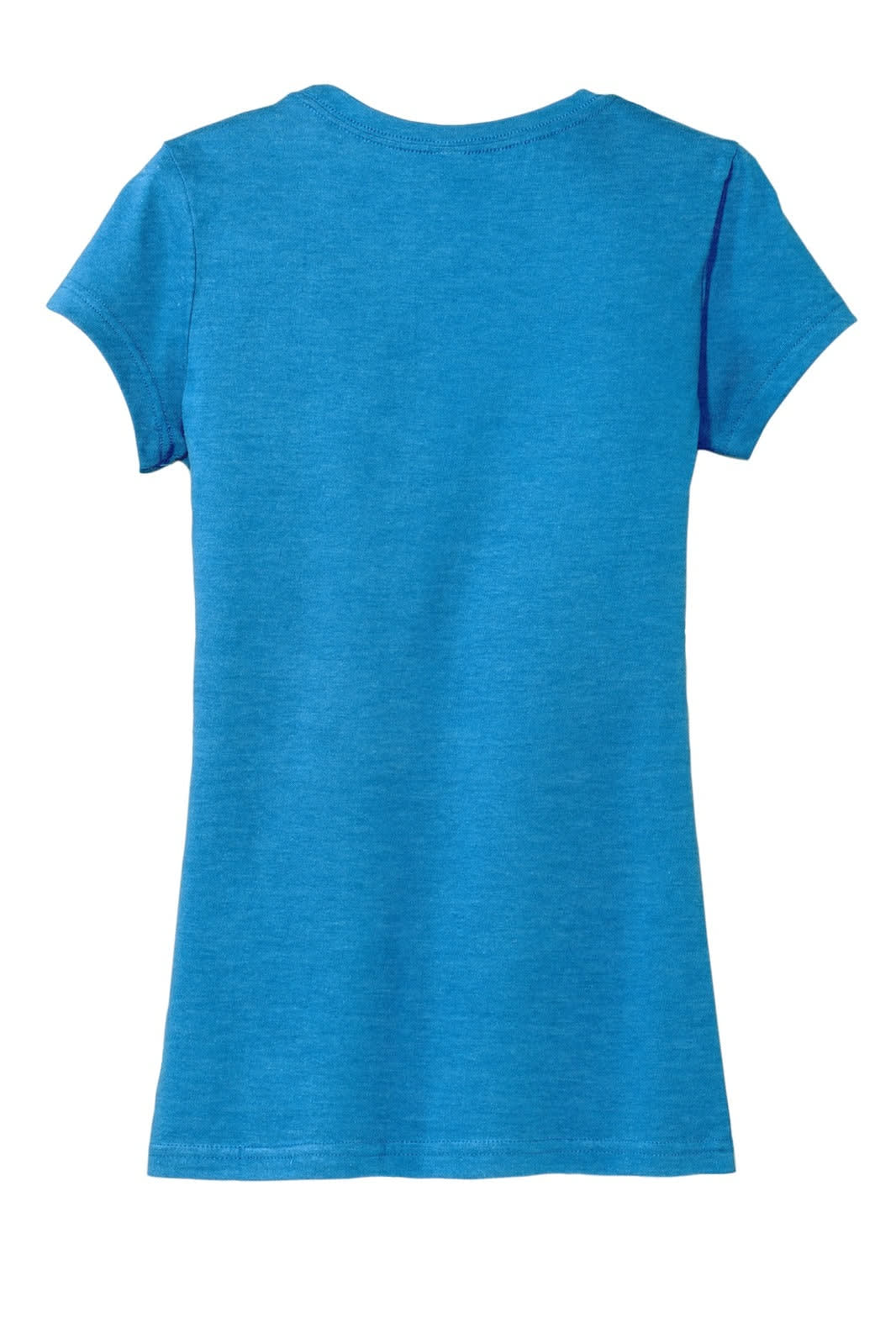 A blue juniors t-shirt with short sleeves and a fitted silhouette, featuring a branding logo.