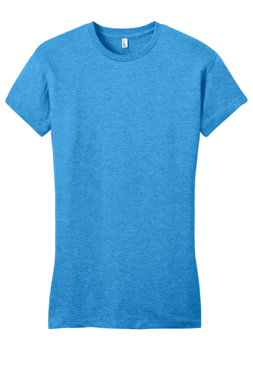 A blue juniors t-shirt with a fitted design and short sleeves, featuring a branding logo.
