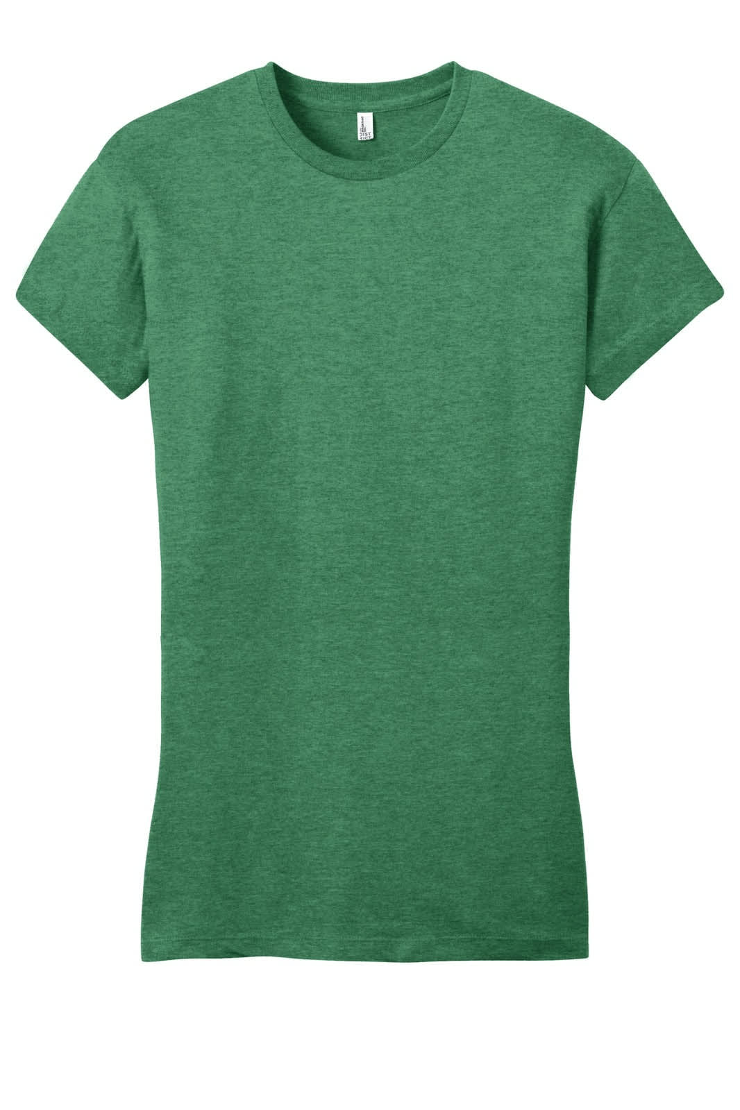 A green juniors t-shirt with a fitted style and short sleeves. The shirt includes a branding logo.