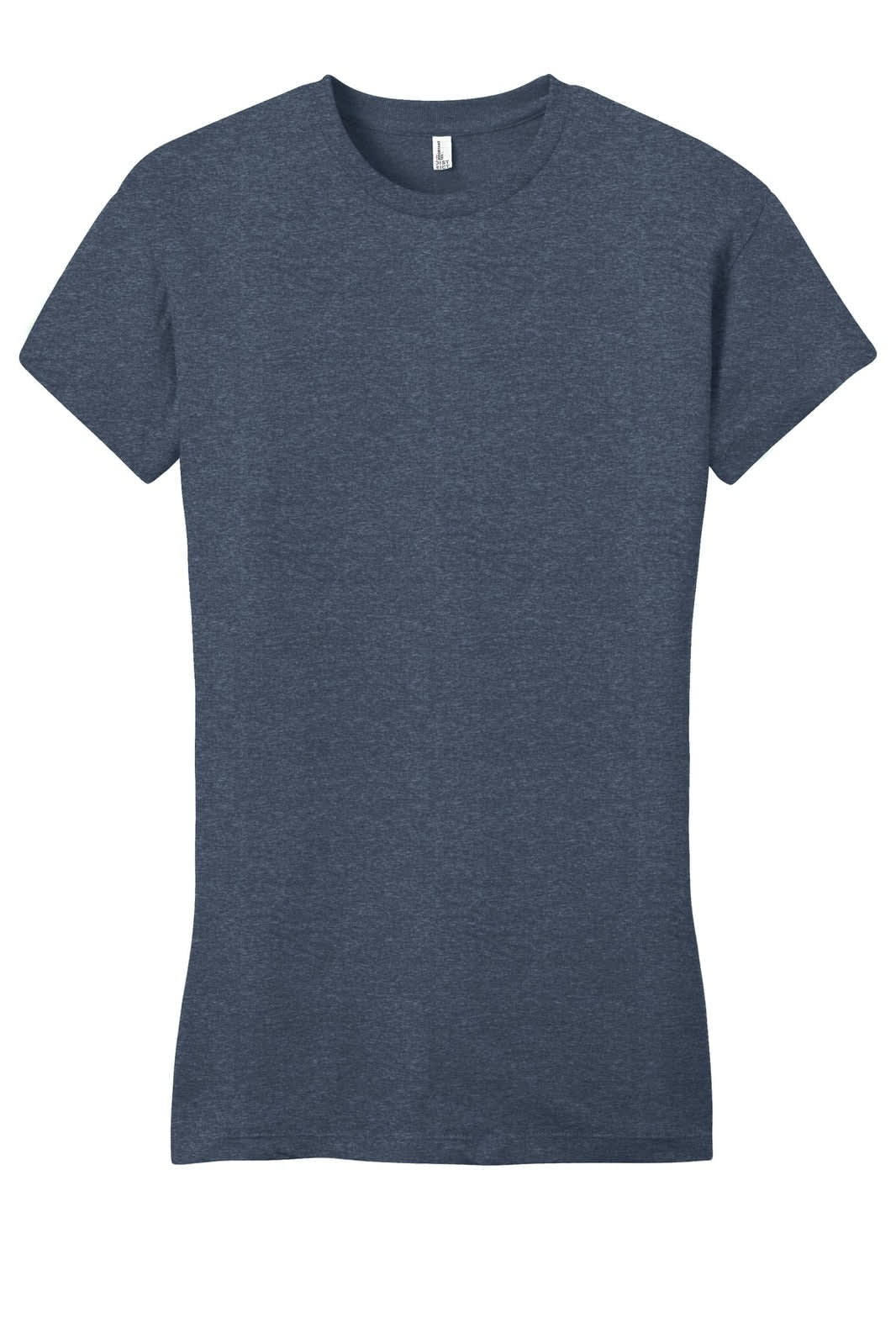 A navy blue juniors' t-shirt featuring short sleeves and a fitted design. The shirt has a logo on the label.
