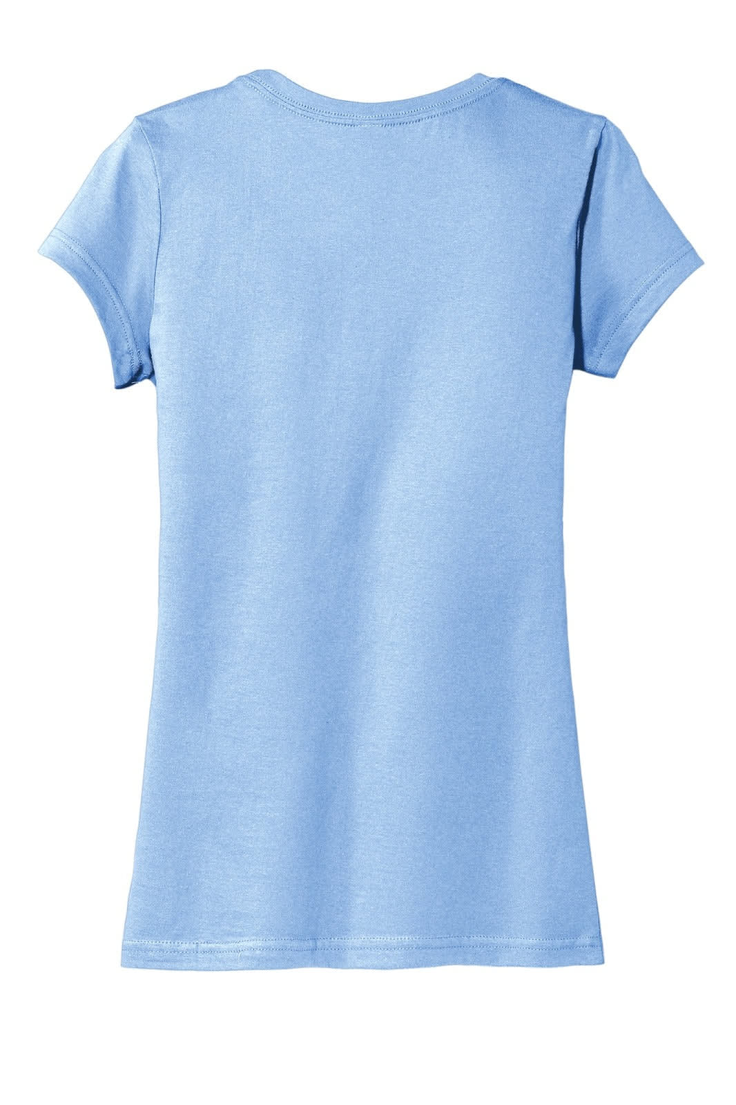 A light blue junior t-shirt with short sleeves and a fitted design, featuring a blank back.